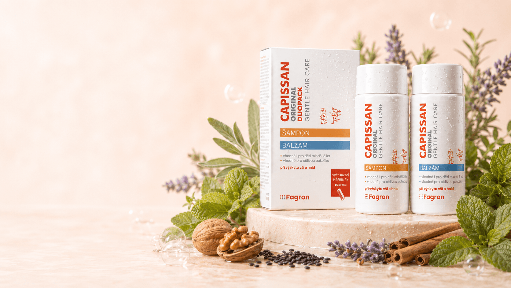 CAPISSAN® ORIGINAL – šampón a balzam 2 v 1 pri výskyte vší a hníd pre celú rodinu